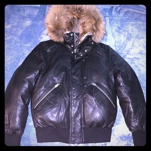 Mackage Men’s Leather bomber jacket fur